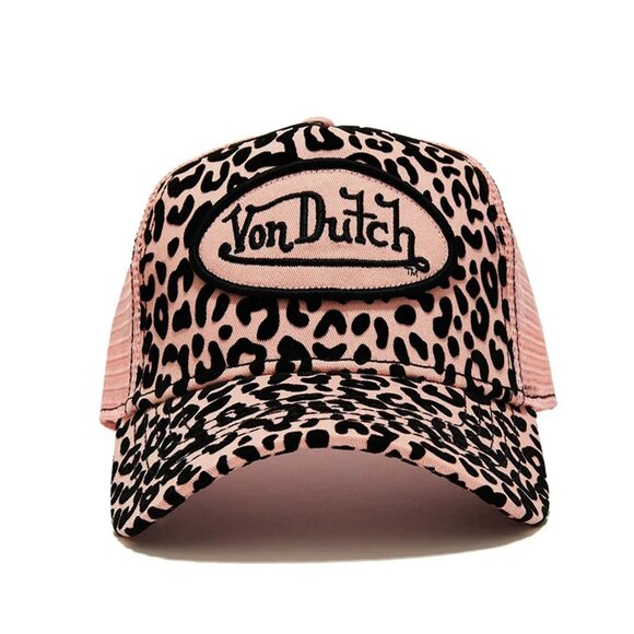 Von Dutch Pink Cheetah Velvet Trucker Hat MSRP89